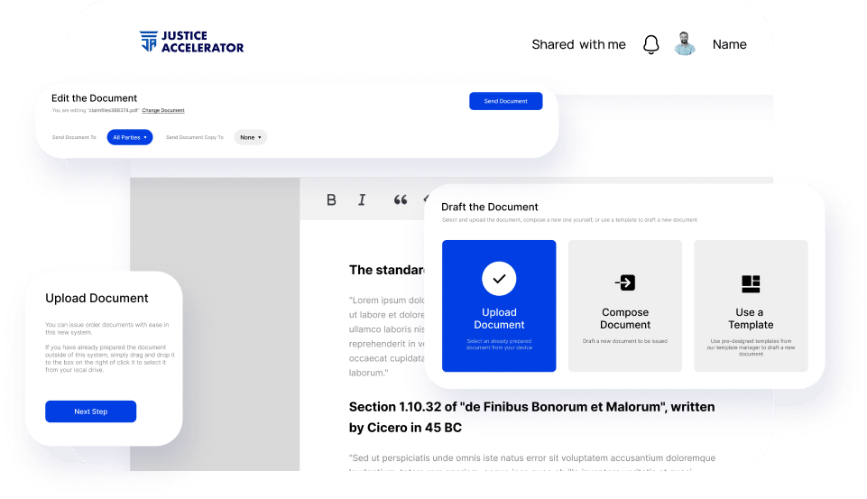 screenshot of Justice Accelerator